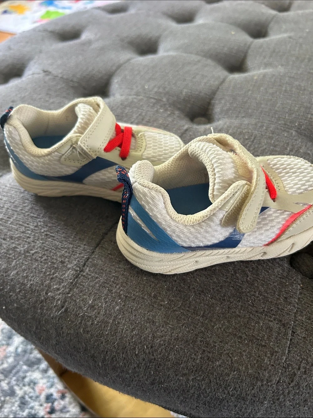 Carter's Cream and Red Toddler Athletic Sneakers with Hook-and-Loop Strap